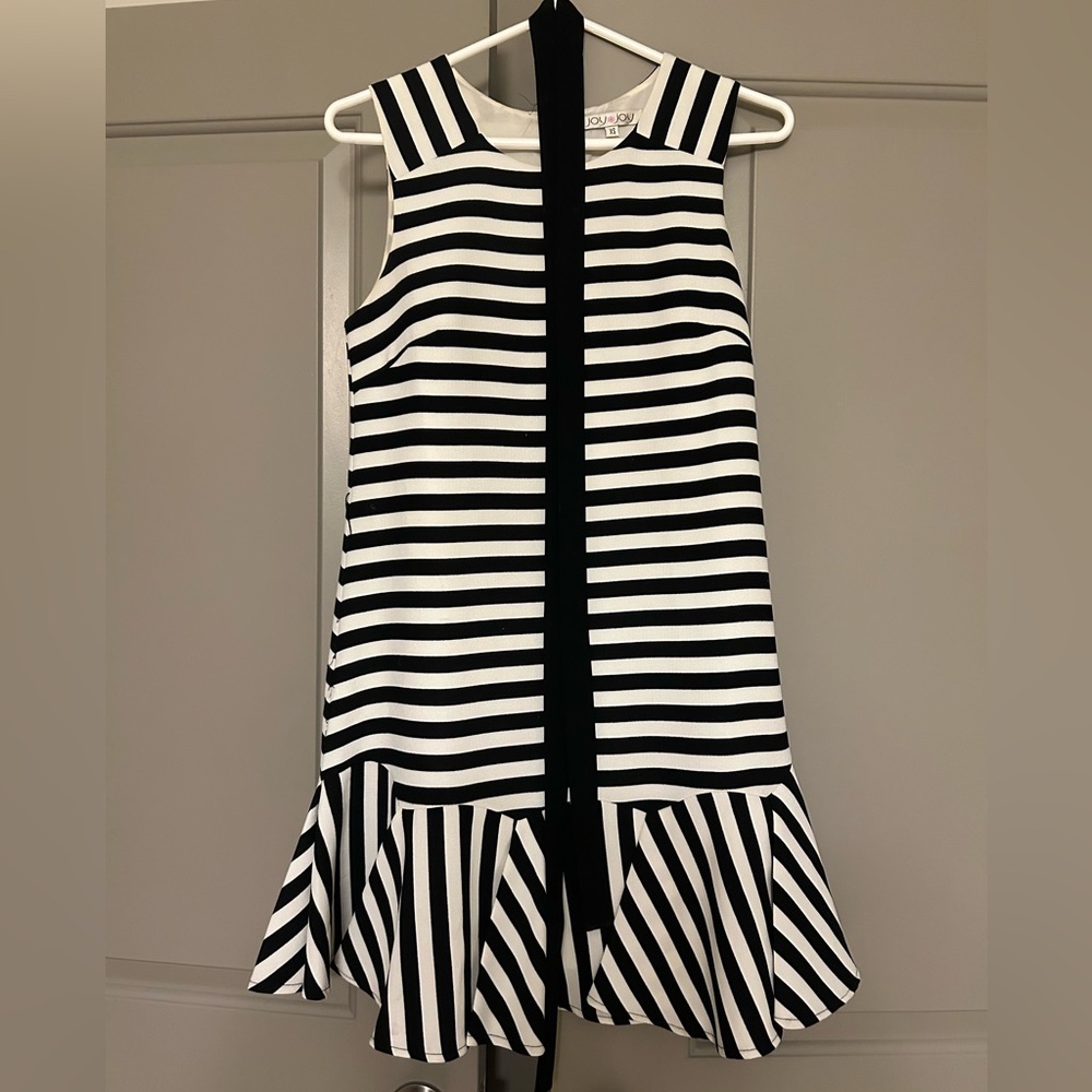 Black and white striped Joy Joy dress with tie